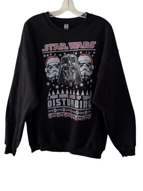 Vintage Star Wars Darth Vader Black Sweatshirt Pullover Crewneck Men Size XL